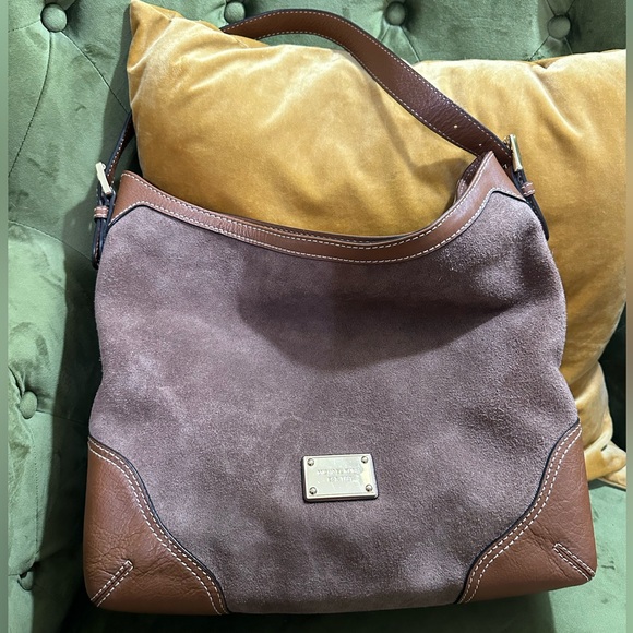 Michael Kors Handbags - Michael Kors Brown Suede & Leather Shoulder Hobo Bag